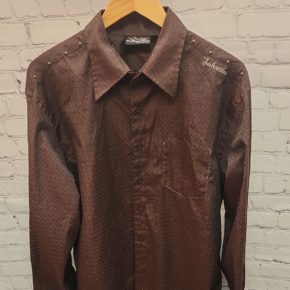 Fender Dress Shirt For Men By DaVinci Extra Large Size Brown